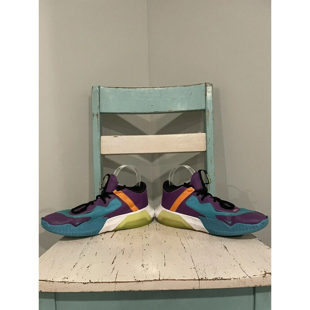 NIKE AIR ZOOM CROSSOVER BASKETBALL Big Kid Shoes Sz 7 Teal Volt Purple Sneaker